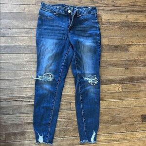 Maurices Distressed Dark Blue Skinny Jeans